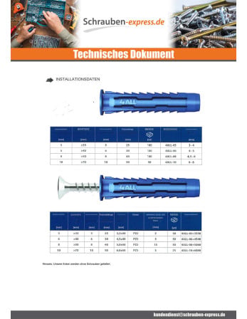 1 x Dübel Nylon 6X50 4ALL RAWLPLUG