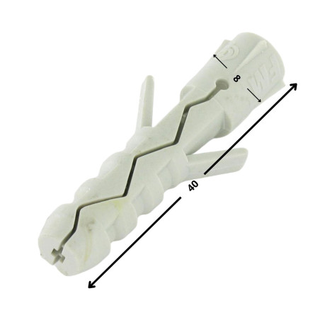 1 x Dübel Nylon 8x40 Ohne Kreuzschlitz