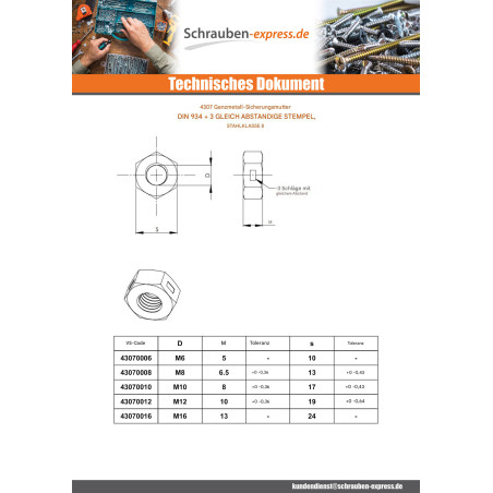 1 x DIN 980 Sechskantmutter mit Klemmteil TRILOCK M12 Verzinkt