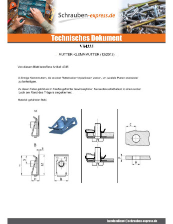 1 x Klemmmutter M5 NUT8415 Klemmdicke 0,5 für 4...