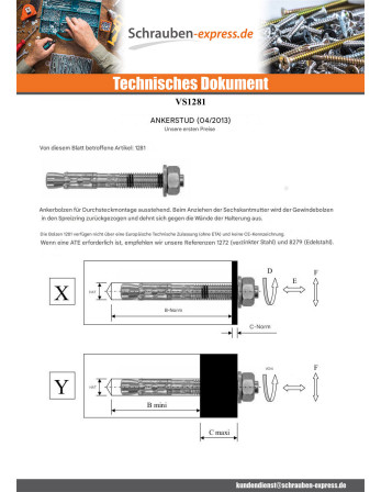 1 x Dübel BOZELENANKER M12x120 Verzinkt