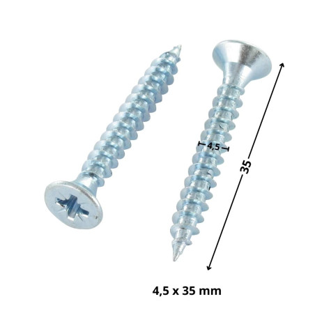 1 x Spanplattenschrauben Senkkopfschraube Pozi N°2 4,5X35 Gesamtgewinde Verzinkt