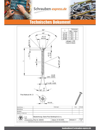1 x Spanplattenschrauben Senkkopfschraube Pozi...