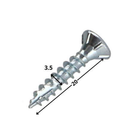 1 x Spanplattenschraube TEKOR Senkkopfschraube Gezahnt 3,5X20 T15 Verzinkt cut Bohrspitze mit Typ 17 Spitze