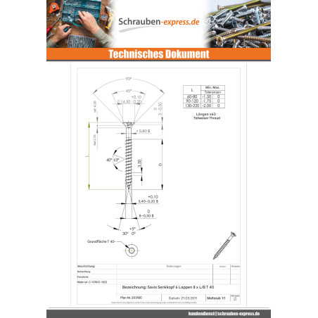 1 x Spanplattenschrauben Senkkopfschraube T40 8X100 Mit Gewinde 60 Verzinkt