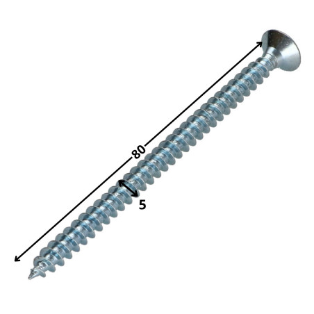 1 x Spanplattenschrauben Senkkopfschraube Pozi 5X80 Verzinkt