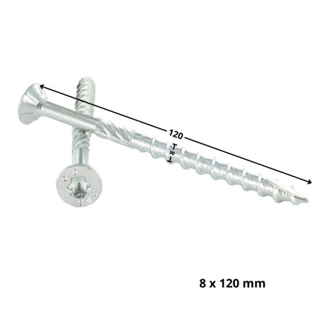 1 x Rahmenschraube tekor Senkkopfschraube Gezahnt T40 8 x 120 Mit Gewinde 80 cut Bohrspitze mit Typ 17 Spitze Verzinkt
