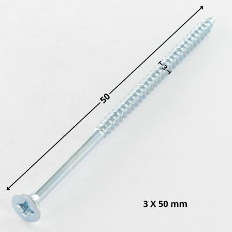 1 x Spanplattenschrauben Senkkopfschraube Pozi N°1 3x50 Teilgewinde Verzinkt Mikroschrauben