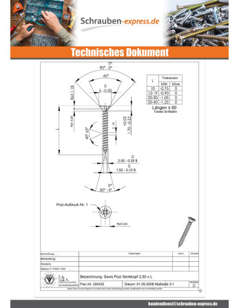 1 x Spanplattenschrauben Senkkopfschraube Pozi...