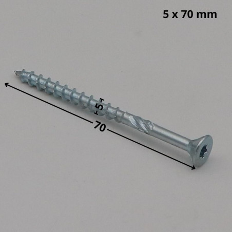 1 x Rahmenschraube tekor Senkkopfschraube Gezahnt T25 5 x 70 Mit Gewinde 37 cut Bohrspitze mit Typ 17 Spitze Verzinkt