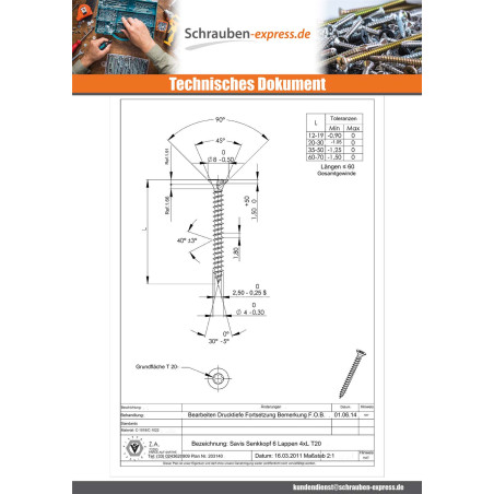 1 x Spanplattenschrauben Senkkopfschraube T20 4x40 Stahl schwarz verzinkt