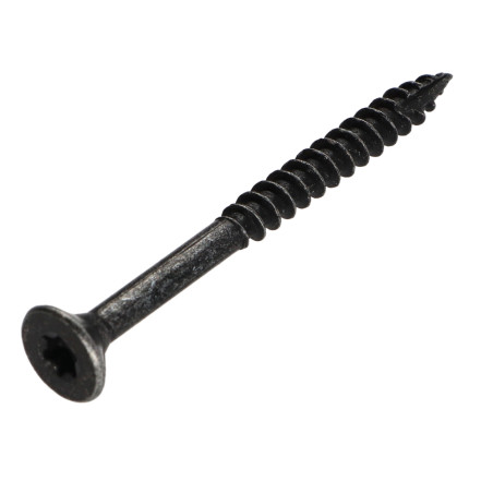 1 x Spanplattenschraube TEKOR Senkkopf Gezahnt 6X70 Mit Gewinde 42 T30 Stahl schwarz verzinkt cut Bohrspitze mit