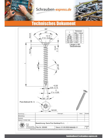1 x Spanplattenschrauben Senkkopfschraube Pozi...
