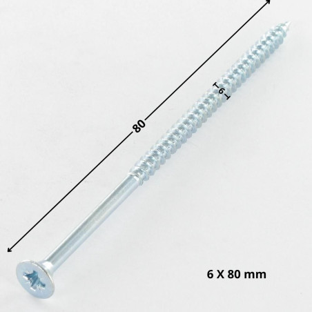 1 x Spanplattenschrauben Senkkopfschraube Pozi N°3 6X80 Teilgewinde Verzinkt