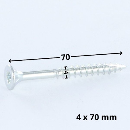 1 x Spanplattenschraube TEKOR Senkkopfschraube Gezahnt 4X70 Mit Gewinde 42 T20 Verzinkt cut Bohrspitze mit Typ 17