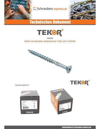 1 x Rahmenschraube tekor Senkkopfschraube...