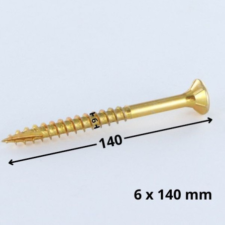 1 x Spanplattenschraube TEKOR Senkkopfschraube Gezahnt 6X140 Mit Gewinde 70 T30 ZBCR3+ cut Bohrspitze mit Typ 17