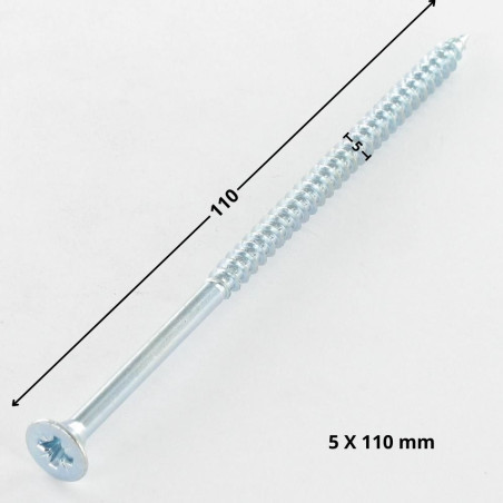 1 x Spanplattenschrauben Senkkopfschraube Pozi N°2 5X110 Teilgewinde Verzinkt