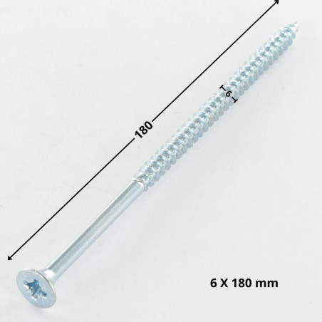 1 x Spanplattenschrauben Senkkopfschraube Pozi N°3 6X180 Teilgewinde Verzinkt