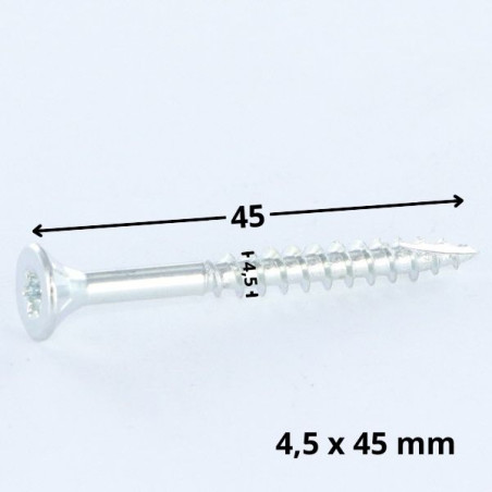 1 x Spanplattenschraube TEKOR Senkkopfschraube Gezahnt 4,5X45 T25 Verzinkt cut Bohrspitze mit Typ 17 Spitze