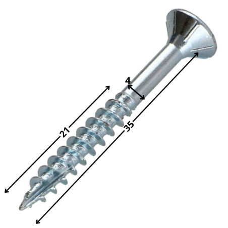 1 x Spanplattenschraube TEKOR Senkkopfschraube Gezahnt 4X35 Mit Gewinde 21 T20 Verzinkt cut Bohrspitze mit Typ 17