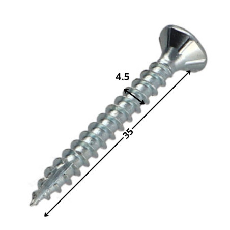 1 x Spanplattenschraube TEKOR Senkkopfschraube Gezahnt 4,5X35 T25 Verzinkt cut Bohrspitze mit Typ 17 Spitze