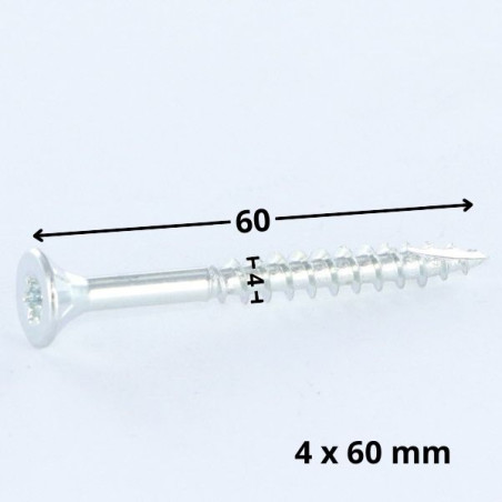 1 x Spanplattenschraube TEKOR Senkkopfschraube Gezahnt 4X60 Mit Gewinde 36 T20 Verzinkt cut Bohrspitze mit Typ 17