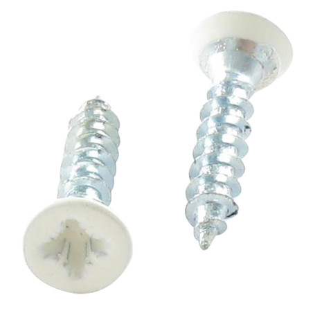 1 x Spanplattenschrauben Senkkopfschraube Pozi N°2 5X60 Gesamtgewinde Verzinkt RAL9010 reinweiß