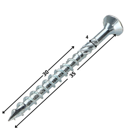 1 x Rahmenschraube tekor Senkkopfschraube Gezahnt T20 4x35 Mit Gewinde 30 cut Bohrspitze mit Typ 17 Spitze ZN