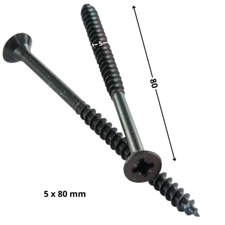 1 x Spanplattenschrauben Senkkopfschraube Pozi N°2 5X80 Teilgewinde Stahl schwarz verzinkt
