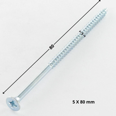 1 x Spanplattenschrauben Senkkopfschraube Pozi N°2 5X80 Teilgewinde Verzinkt
