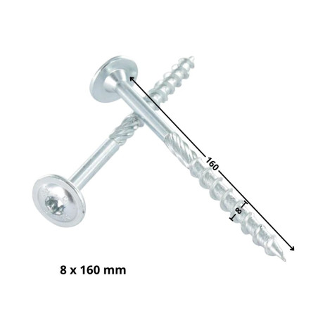 1 x Spanplattenschrauben TEKOR Tellerkopfschrauben T40 cut Bohrspitze mit Typ 17 Spitze 8x160 Teilgewinde Verzinkt