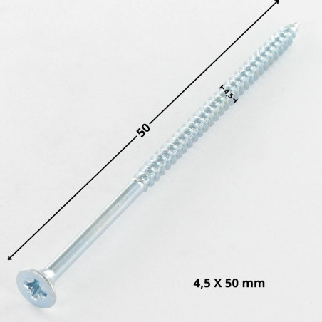 1 x Spanplattenschrauben Senkkopfschraube Pozi N°2 4,5X50 Teilgewinde Verzinkt