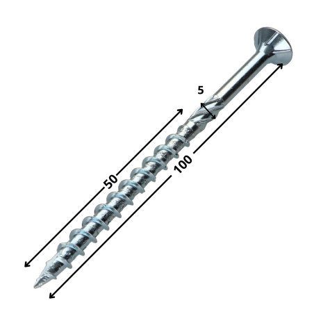 1 x Rahmenschraube tekor Senkkopfschraube Gezahnt T25 5 x 100 Mit Gewinde 50 cut Bohrspitze mit Typ 17 Spitze Verzinkt