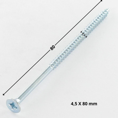 1 x Spanplattenschrauben Senkkopfschraube Pozi N°2 4,5X80 Teilgewinde Verzinkt