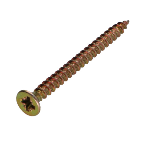 1 x Spanplattenschrauben Senkkopfschraube Pozi N°2 4,5X45 Gesamtgewinde Dichromat