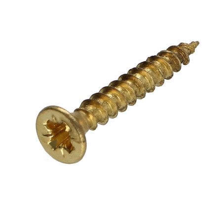 1 x Spanplattenschrauben Senkkopfschraube Pozi N°2 3,5X25 Gesamtgewinde Vermessingtem Stahl