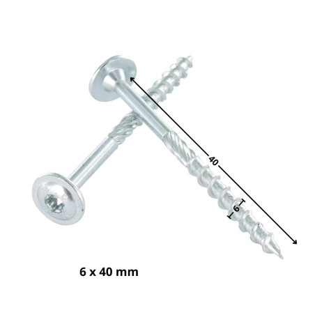 1 x Spanplattenschrauben TEKOR Tellerkopfschrauben T30 cut Bohrspitze mit Typ 17 Spitze 6x40 Teilgewinde Verzinkt
