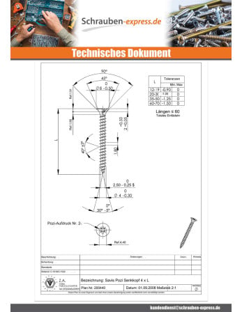 1 x Spanplattenschrauben Senkkopfschraube Pozi...