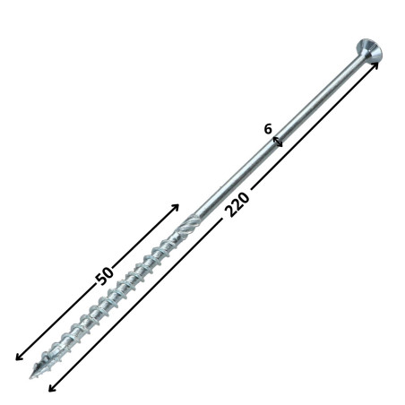 1 x Rahmenschraube tekor Senkkopfschraube Gezahnt T30 6 x 220 Mit Gewinde 70 cut Bohrspitze mit Typ 17 Spitze Verzinkt