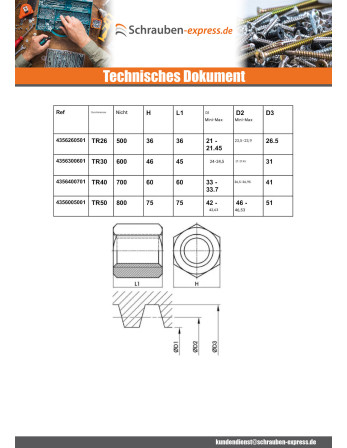 1 x Sechskantmutter SKM Rundkopf 22x5...