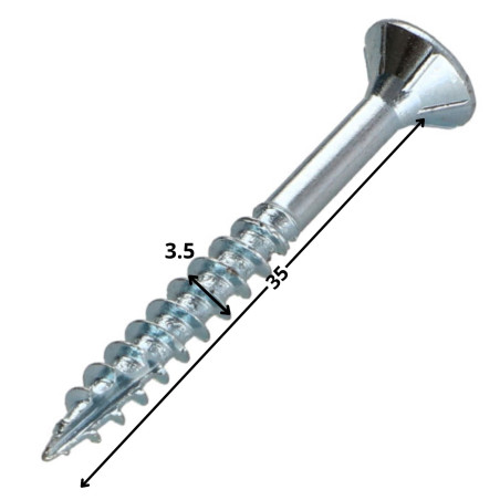 1 x Spanplattenschraube TEKOR Senkkopfschraube Gezahnt 3,5X35 Mit Gewinde 21 T15 Verzinkt cut Bohrspitze mit Typ