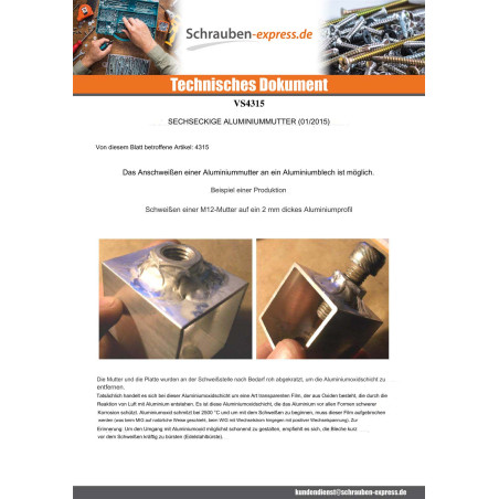 1 x Sechskantmutter M5 Aluminium