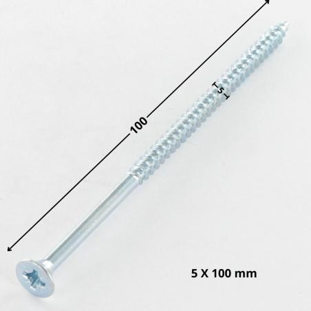 1 x Spanplattenschrauben Senkkopfschraube Pozi N°2 5X100 Teilgewinde Verzinkt