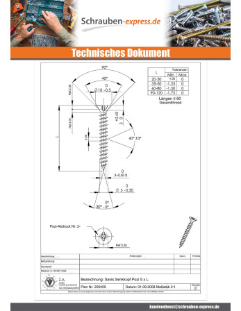 1 x Spanplattenschrauben Senkkopfschraube Pozi...