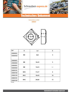 Vierkantmutter M8 13 x 13 x 6,5 Rohstahl 2