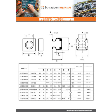1 x Abdeckkappe für Mutter Edelstahl verzinkt C4844B M4 Materialdicke 1.0 für 1.6