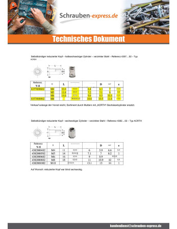 1 x Muttern Nieten Senkkopfschraube M4 ALFC 35...