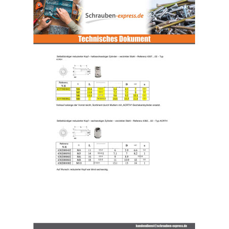 1 x Muttern Nieten Senkkopfschraube M4 ALFC 35 Aluminium
