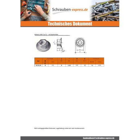 1 x Muttern Twolok cs(mit geriffelter Kontaktscheibe) M10 Scheiben/Unterlegscheibe M10x22,25x11,05 Verzinkt